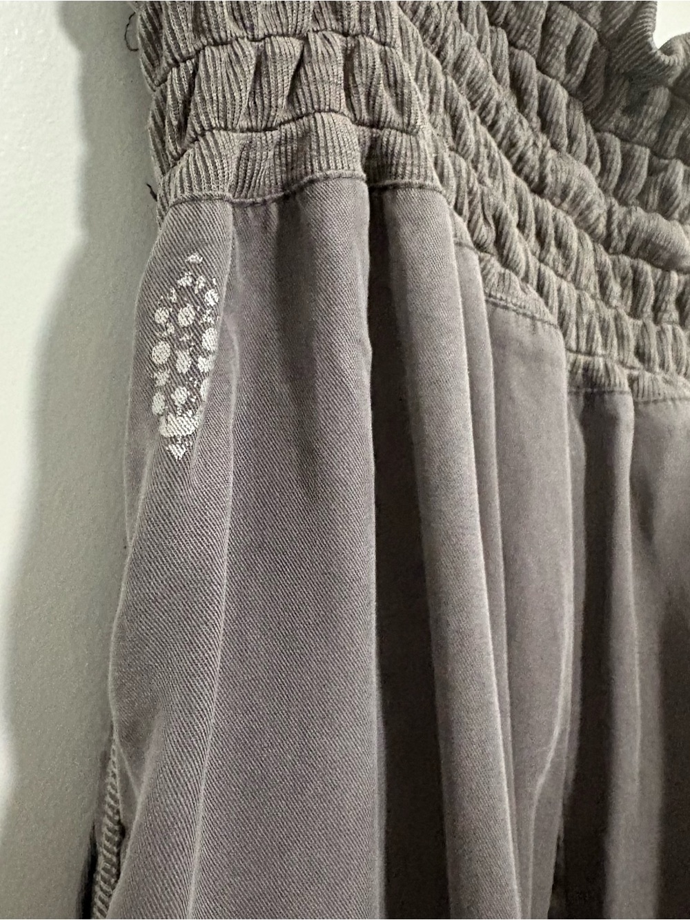 Free People gray smocked drawstring drop-crotch wide leg palazzo pants - Picture 8 of 8